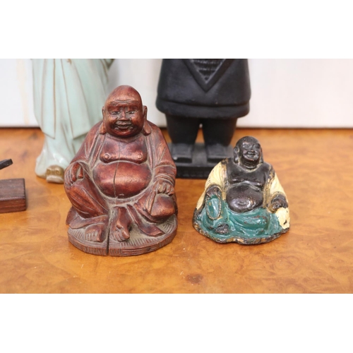 257 - Assortment of oriental figures, approx 25cm H and shorter