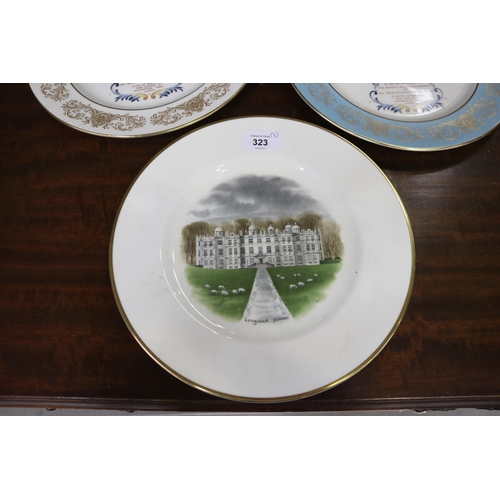 323 - Three commemorative plates to include two Aynsley and one Wedgwood, each approx 27cm Dia (3)