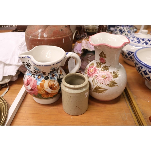 349 - Assortment of items to include lamps, jug, vases, etc, approx 45cm H and shorter