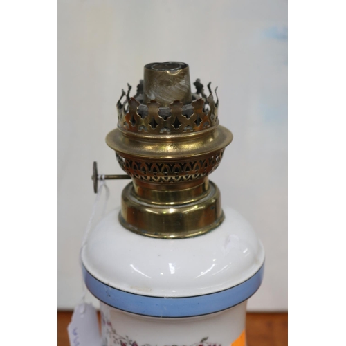 355 - French oil lamp with ceramic base, approx 28cm H