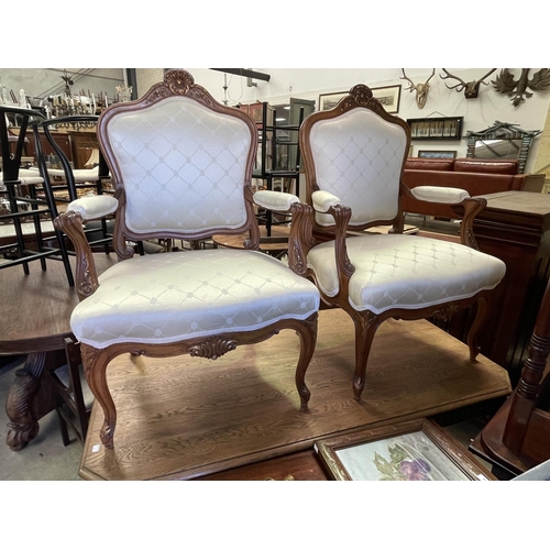 167 - Pair of French Louis XV revival walnut arm chairs Ex Lady Kemp (2)