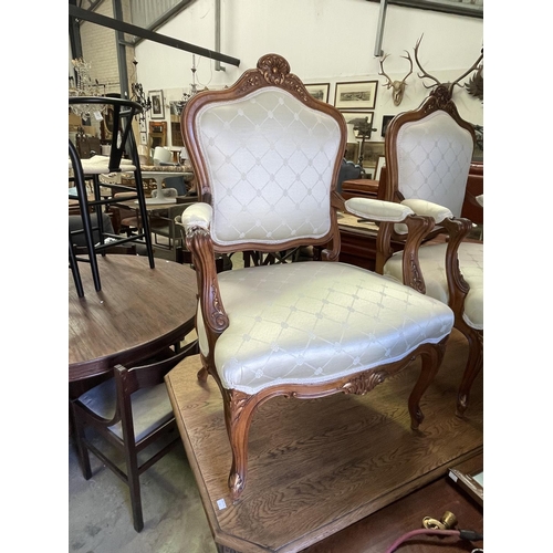 167 - Pair of French Louis XV revival walnut arm chairs Ex Lady Kemp (2)