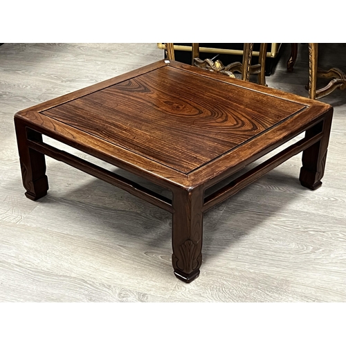 187 - Vintage Chinese hardwood low table,in the Ming style, approx 74cm sq x 31cm H