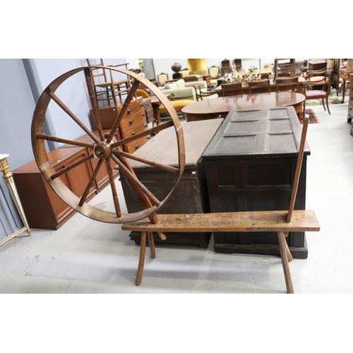 190 - Antique English large size spinning wheel, approx 146cm H x 165cm W