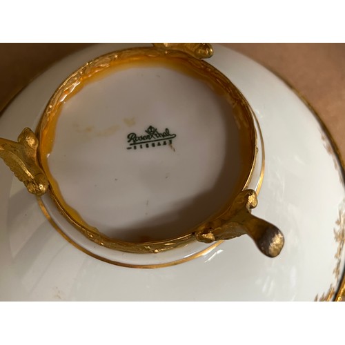 2 - Rosenthal porcelain footed bowl, with gilt metal mounts and feet, approx 11.5cm H x 20cm W