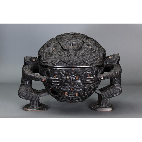 9 - Fine LARGE Maori Feast Bowl probably carved by Anaha Te Rahui (1822-1913), New Zealand. Carved and e...