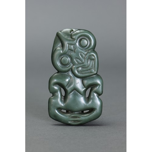 11 - Maori Hei Tiki, New Zealand. Carved and engraved Greenstone / Pounamu. Finely carved without the use... 