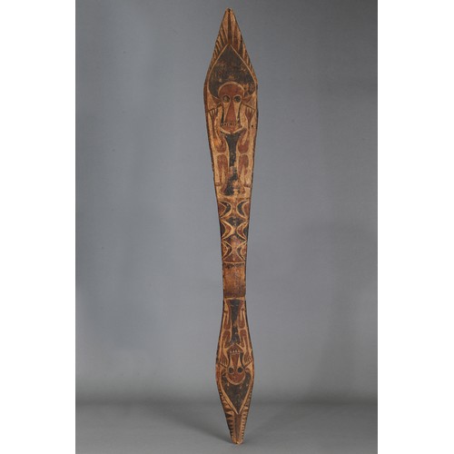 34 - Figurative Ceremonial Buka / Bougainville Island Paddle, Solomon Islands. Carved and engraved wood a... 