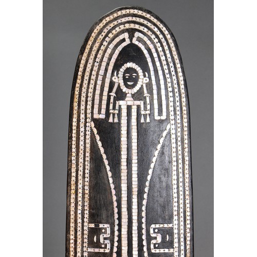 37 - Solomon Ceremonial Shield, Santa Isabel Island, Solomon Islands, circa 1950. Carved hardwood and par... 