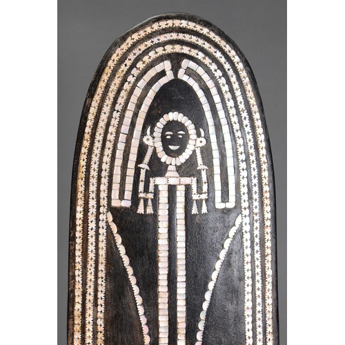 37 - Solomon Ceremonial Shield, Santa Isabel Island, Solomon Islands, circa 1950. Carved hardwood and par... 