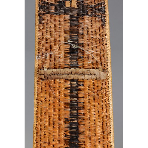 38 - Superb early Wicker War / Dance Shield, Solomon Islands. Woven natural fibre and natural pigment. Pu... 