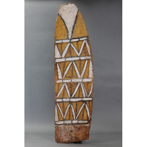 47 - Northwest Asmat War Shield, Possibly Brazza River, Papua New Guinea. Carved and engraved hardwood an... 
