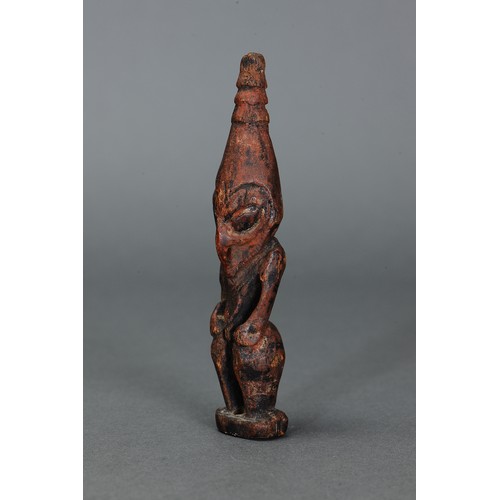 55 - Fine early Lower Sepik Ramu Amulet, Papua New Guinea. Carved and engraved hardwood and natural pigme... 