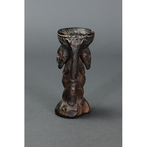 58 - Fine early Lower Sepik Betlenut Mortar, Papua New Guinea. Carved and engraved hardwood. Of diminutiv... 