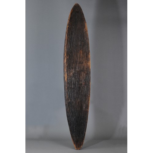 64 - Papuan Gulf Gope Board with Figure, Papua New Guinea. Carved and engraved hardwood and natural pigme... 