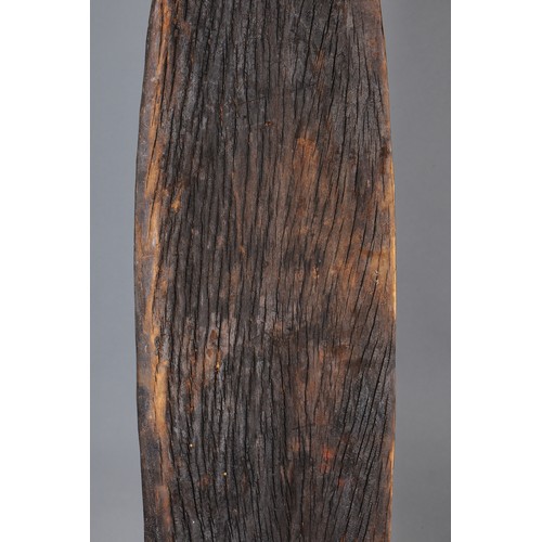64 - Papuan Gulf Gope Board with Figure, Papua New Guinea. Carved and engraved hardwood and natural pigme... 