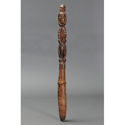 66 - Fine early Abalem food Yam Peg, WOSERA, Papua New Guinea. Carved and engraved hardwood and natural p... 