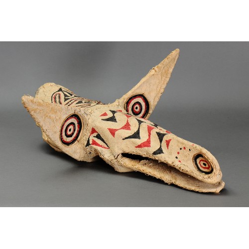 87 - Baining Barkcloth Mask, Gazelle Peninsula, New Britain, Papua New Guinea. Tapa and natural pigment. ... 