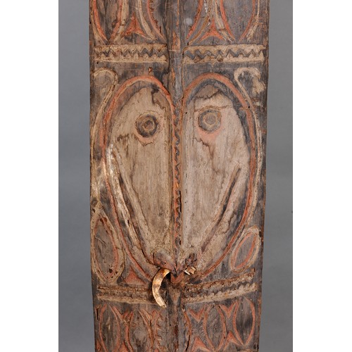 90 - Iatmul or Sawos Shield, Middle Sepik River, East Sepik Province, Papua New Guinea. Carved and engrav... 