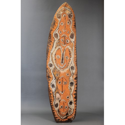 93 - Fine Expressive Bahinemo War Shield - April River, East Sepik Province, Papua New Guinea. Carved and... 