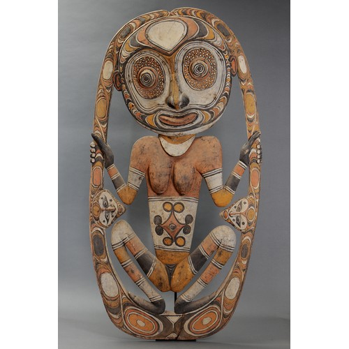 94 - Large powerful Sepik River Carving of Female in Birthing Position, Iatmul, Papua New Guinea. Carved ... 