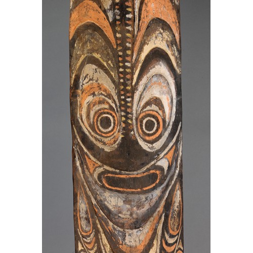 95 - Large Iatmul Shield, Papua New Guinea. Carved and engraved hardwood and natural pigment. Approx L175... 