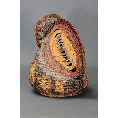 101 - Abelam Baba Cane Yam Mask (with Yellow & Red Ochre), Papua New Guinea. Woven natural fibre and natur... 