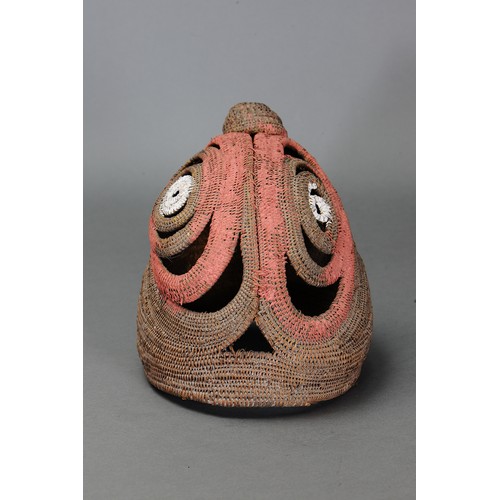 105 - Abelam Baba Mask (with Red Ochre face & White Ochre eyes), Papua New Guinea. Woven natural fibre and... 