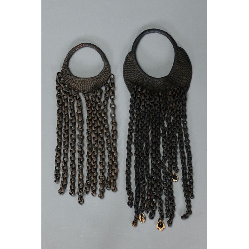 111 - Pair of Abelam Yam Rattles, Papua New Guinea. Woven natural fibre, shells and natural pigment. Appro... 