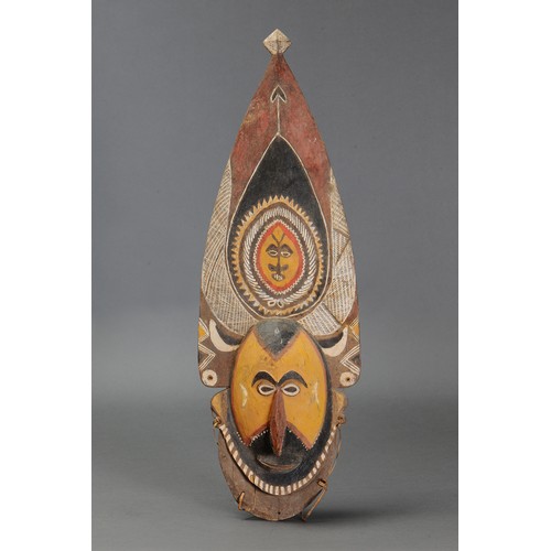 117 - Abelam Wooden Yam Mask, Dumakna, East Sepik Province, Papua New Guinea. Carved and engraved wood and... 