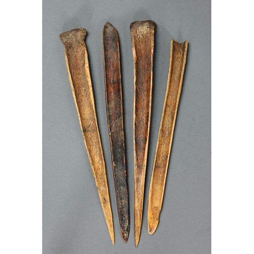 122 - A Collection of Four Abelam Cassowary Bone Daggers, Yina, East Sepik Province, Papua New Guinea. Car... 