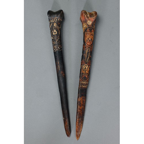 126 - Pair of Abelam Cassowary Bone Daggers, Yina, East Sepik Province, Papua New Guinea. Carved and engra... 