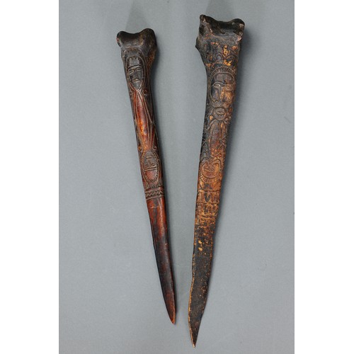 127 - Pair of Abelam Cassowary Bone Daggers, Yina, East Sepik Province, Papua New Guinea. Carved and engra... 