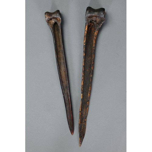 127 - Pair of Abelam Cassowary Bone Daggers, Yina, East Sepik Province, Papua New Guinea. Carved and engra... 