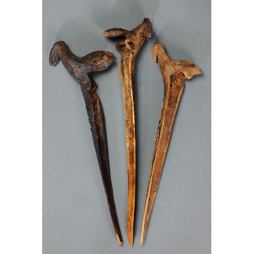 129 - A Collection of Three Abelam Cassowary Bone Daggers, Yina, East Sepik Province, Papua New Guinea. Ca... 