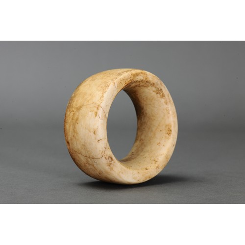 140 - Early Clamshell Currency Ring, Solomon Islands. Carved tridacna clam shell. Solomon Islands native c... 