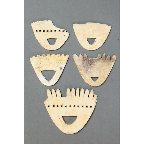 145 - A Collection of Five Ancient Barava Ornaments, Solomon Islands. Carved tridacna clam shell. These ca... 