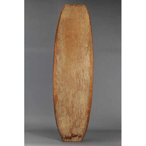 335 - Large Gope Board, Papuan Gulf, Papua New Guinea. Carved and engraved hardwood and natural pigment. A... 