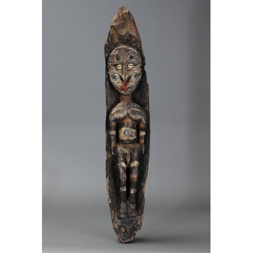 333 - male Ancestor Figure, Middle Sepik, Papua New Guinea. Carved and engraved hardwood and natural pigme... 