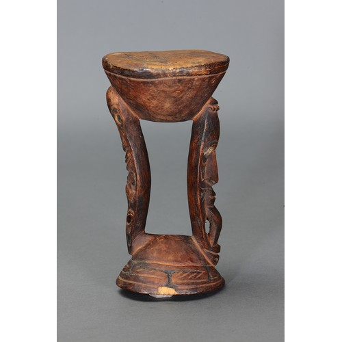 324 - Middle Sepik Hourglass Mortar, Papua New Guinea. Carved and engraved hardwood and natural pigment. A... 