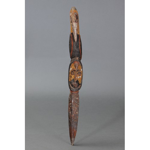 323 - Abelm Yam Peg, Papua New Guinea. Carved and engraved hardwood and natural pigment. Approx L44.5cm. P... 