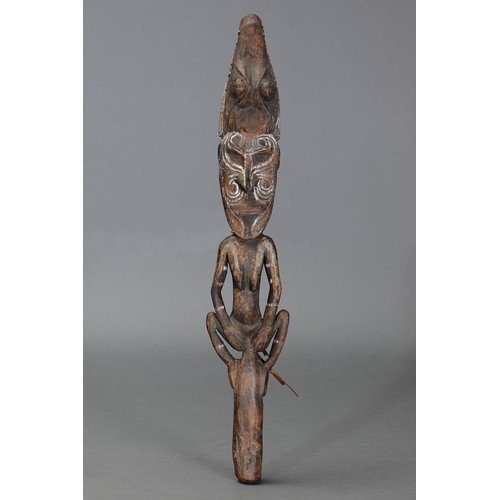 322 - Iatmul Flute Stopper with Female figure & Crocodile Motif above head, Iatmul Peoples, Papua New Guin... 