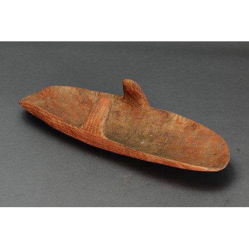 158 - Fine Incised Coolamon, South Australia. Carved and engraved hardwood. Approx L50.5 x 15cm. PROVENANC... 