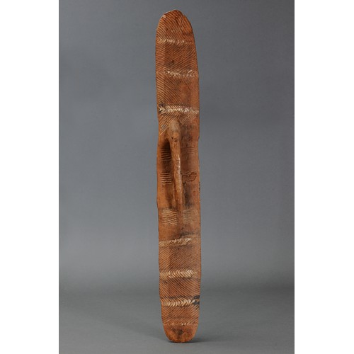159 - Early Kimberley Shield, Western Australia. Carved and engraved hardwood. Approx L73.5 x 9.5cm. PROVE... 