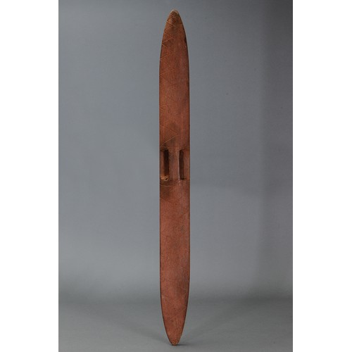 160 - Parrying Shield, Western Australia. Carved and engraved hardwood. Carved in hardwood of elongated ov... 