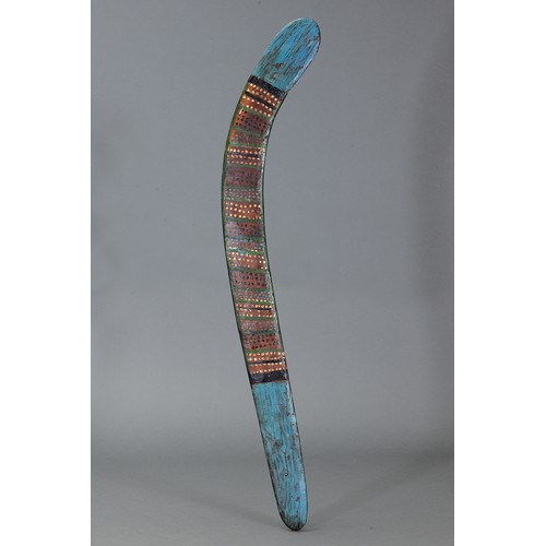 162 - Painted CEREMONIAL Boomerang, Central Australia. Carved and engraved hardwood and natural pigment. T... 