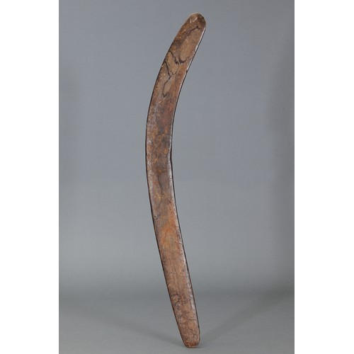 163 - Early Hunting Boomerang, Central Australia, Northern Territory. Carved hardwood and natural pigments... 