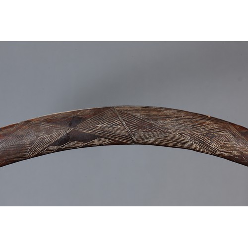 164 - Early Engraved Boomerang, Western New South Wales / Southern Queensland. Carved and engraved hardwoo... 