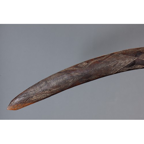 164 - Early Engraved Boomerang, Western New South Wales / Southern Queensland. Carved and engraved hardwoo... 