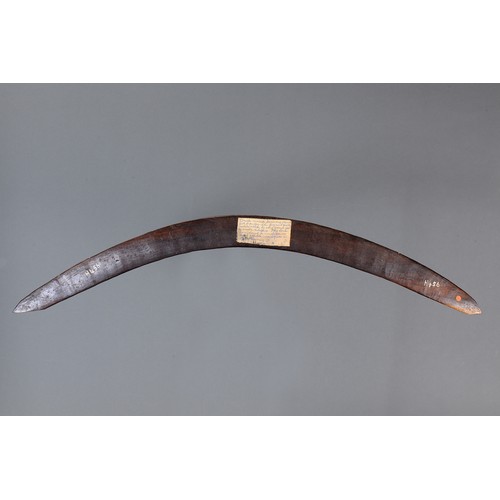 164 - Early Engraved Boomerang, Western New South Wales / Southern Queensland. Carved and engraved hardwoo... 